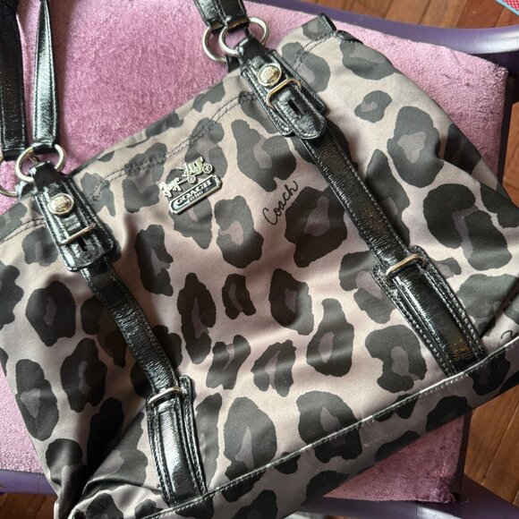Mia Ocelot Leopard Print Sateen Shoulder Bag Satchel - Picture 11 of 12